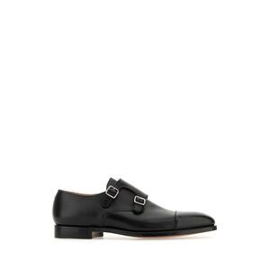 Crockett&Jones Men Black Leather Lowndes Monk Strap Shoes
